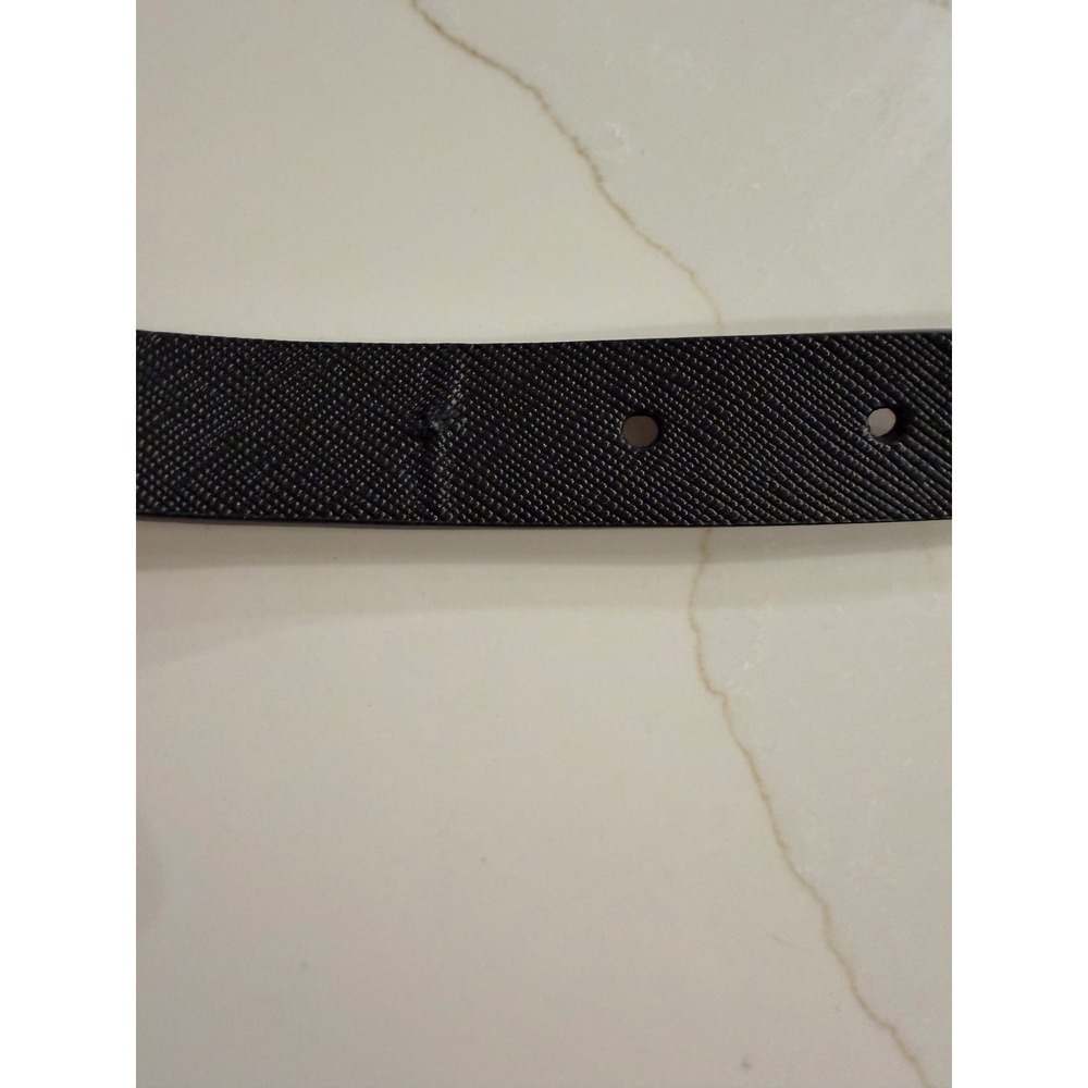 Michael Kors Black Saffiano Leather Silver Chain Skinny Belt Round Buckle Sz L - Picture 4 of 9
